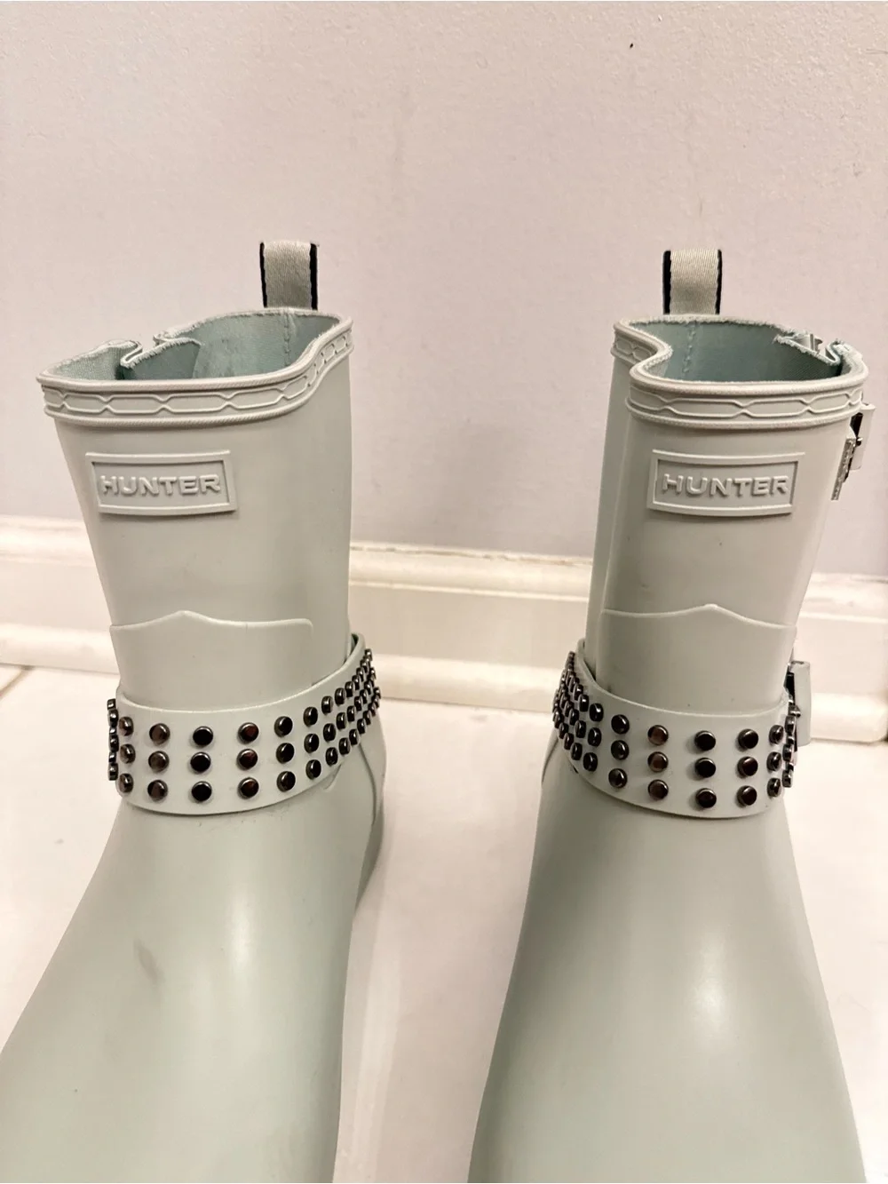 Hunter Studded Strap Short Rain Boots - Sage Green